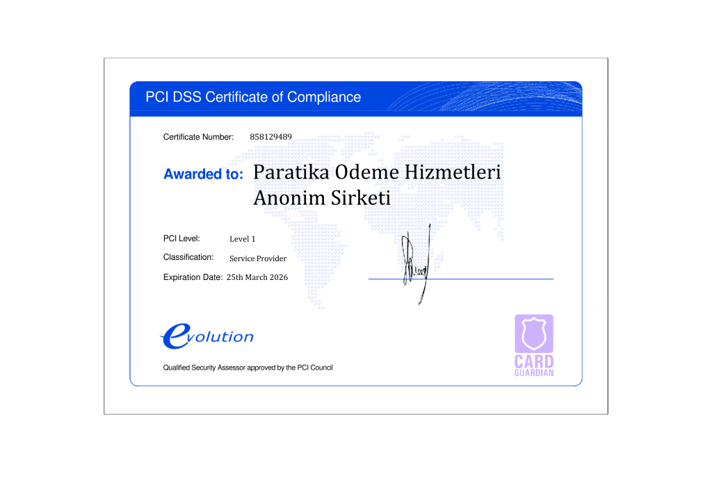 Paratika PCI-DSS Compliance Sertifika