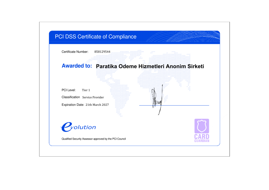 Paratika PCI-DSS Compliance Sertifika